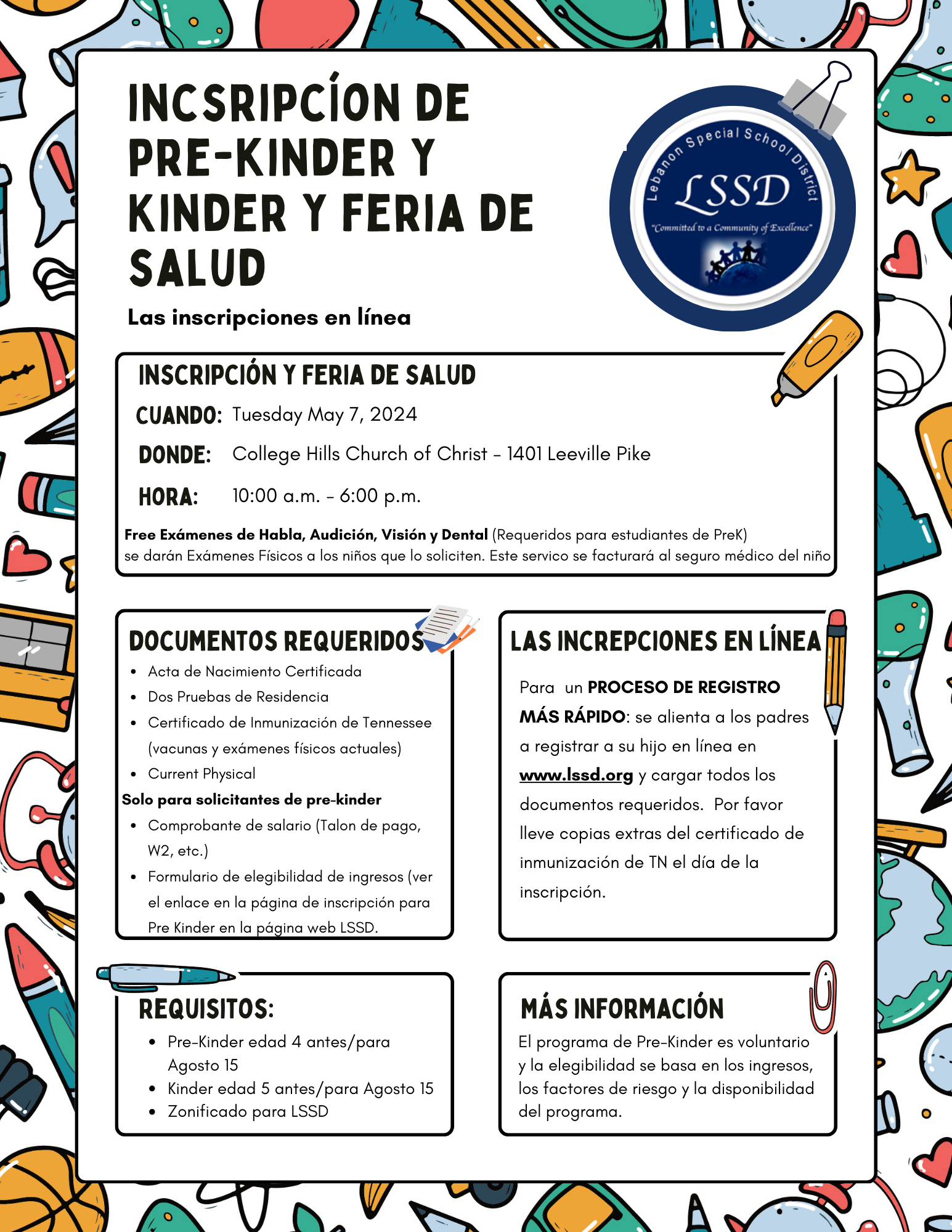 Pre-K & Kindergarten Spanish Flyer